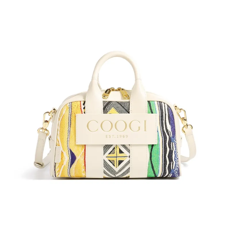 COOGI Synthetic Leather, Split Cow Leather Shoulder Bag, Crossbody Bag, Handbag Regular Women's Ecru/Pink-1