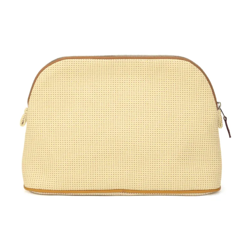 HERMES Bolide Canvas Bowling Bag Storage Bag Women's Lemon Ochre Stone Color-2