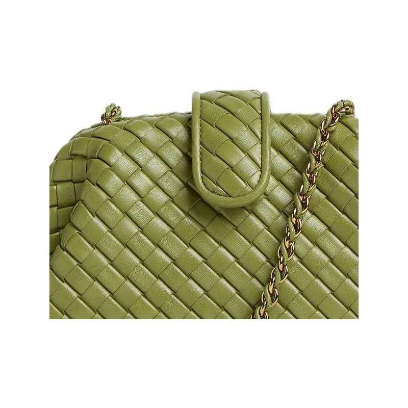Bottega Veneta Lauren 1980 Sheepskin Clutch Shoulder Bag Trumpets Women's Matcha-4