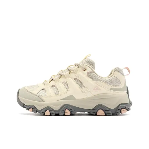 QIAODAN Cushioned Slip Resistant Breathable Low Top Trail Running Sprint Running Shoes Women's Beige Gray