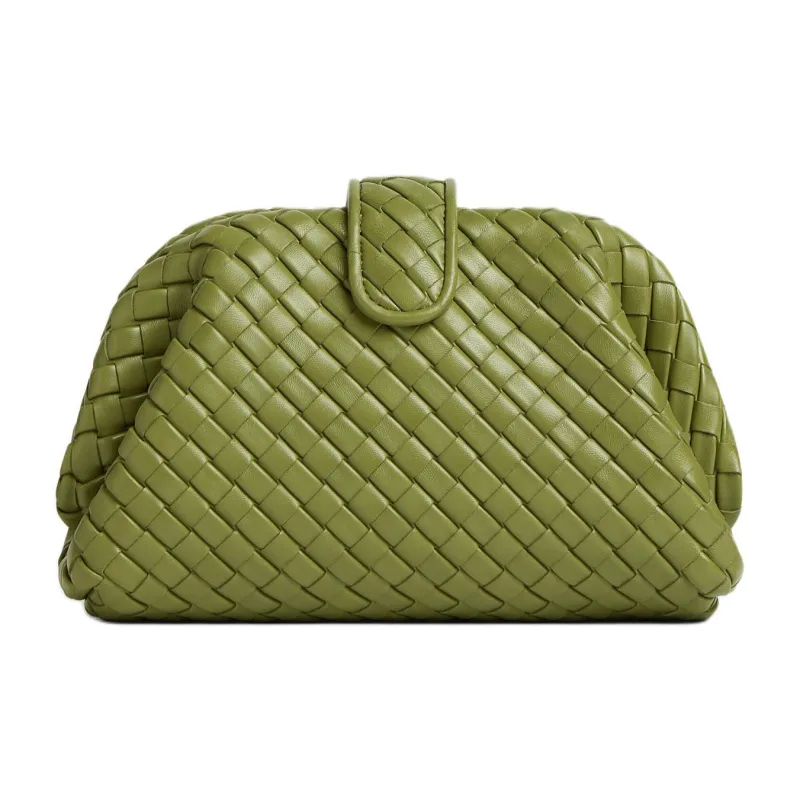 Bottega Veneta Lauren 1980 Sheepskin Clutch Shoulder Bag Trumpets Women's Matcha-2