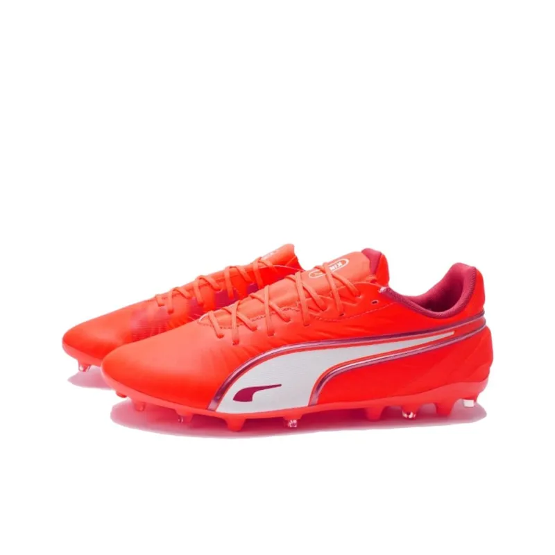 PUMA King MG Rubber Short Studs Cushioning Soccer Shoes Men's Orange Red-2