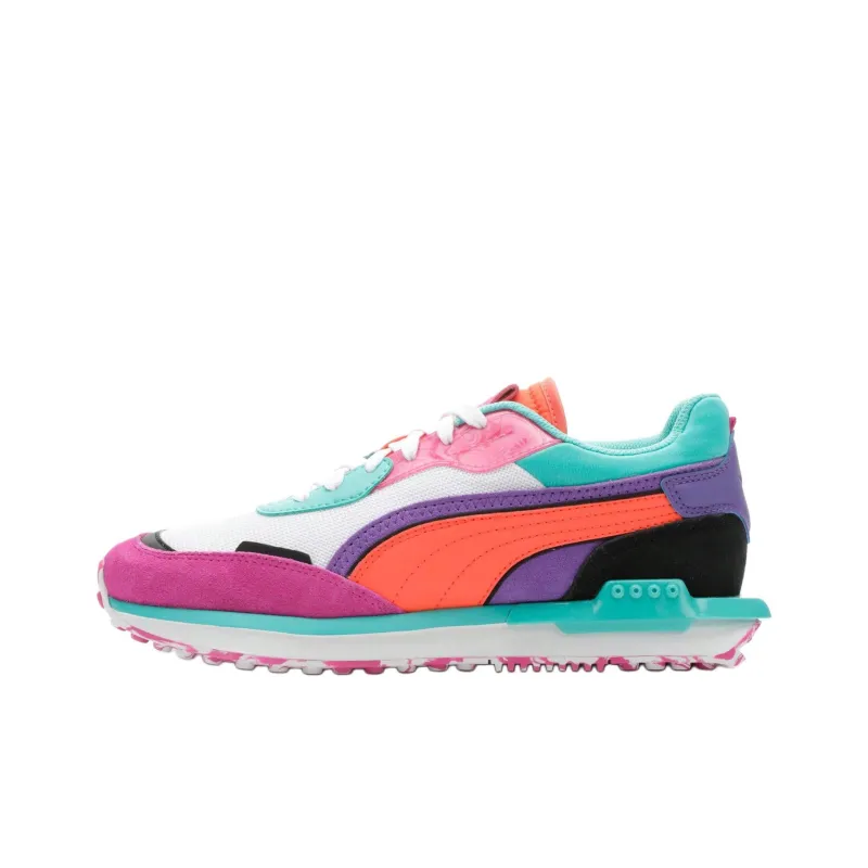 PUMA City Rider Anti Slip Wear Resistant Low Top Casual Shoes Women's White Fuchsia Red-0