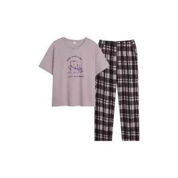 Sha Qian Pajama Set Women's Purple Pink