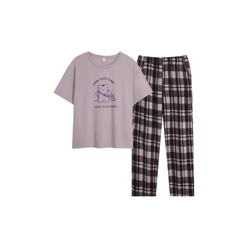 Sha Qian Pajama Set Women's Purple Pink-0
