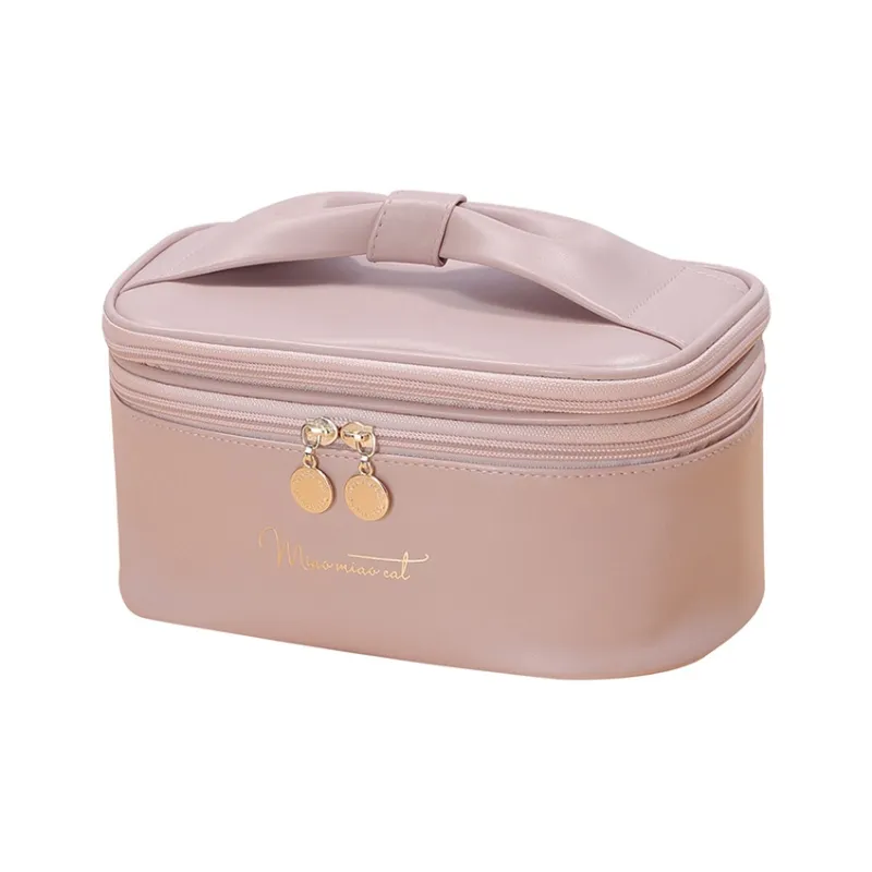 Boniu PU Makeup Bag Regular Women's Milk Apricot White/Mocha/Rose Pink-2