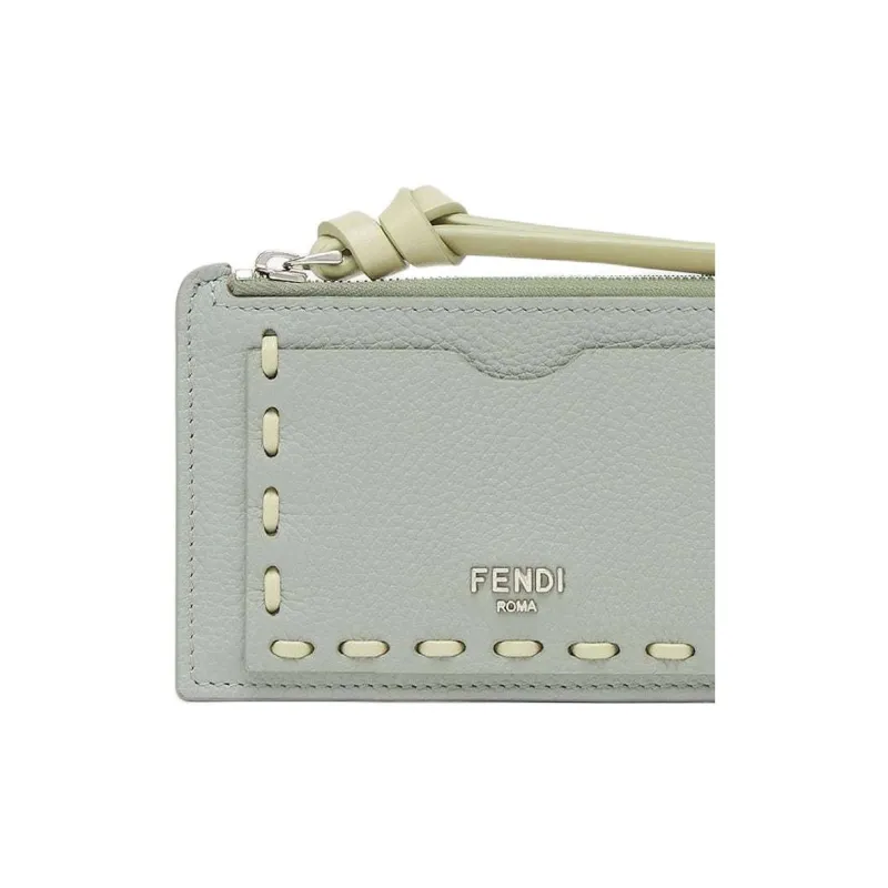 FENDI Peekaboo Calfskin Card Holder Women's Green-3
