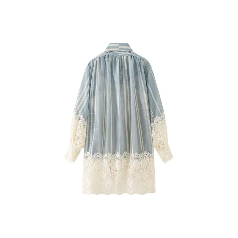 Aghr Long Sleeved Dress Women's Blue-1
