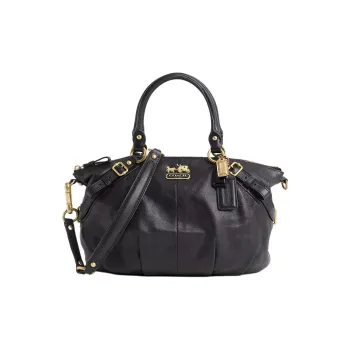 COACH MadisonSophia Leather Shoulder Bag Crossbody Bag Handbag Large Size Women's Black