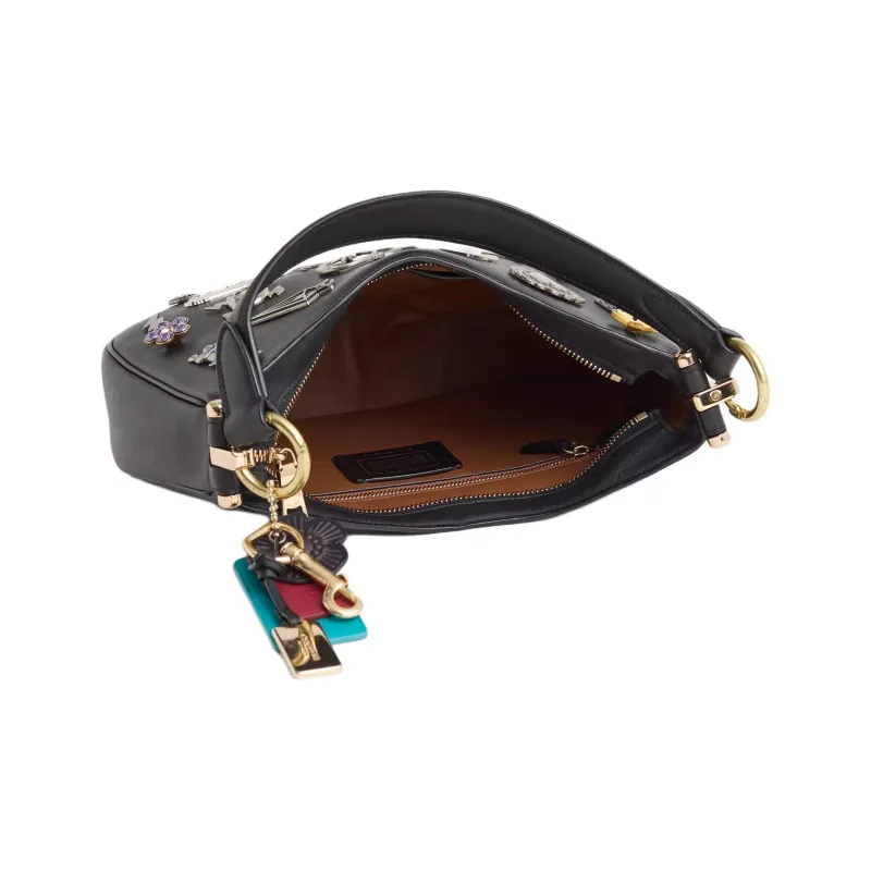 COACH MaeCrossbody Leather Shoulder Bag Crossbody Bag Handbag Large Size Women's Light Gold & Black-2