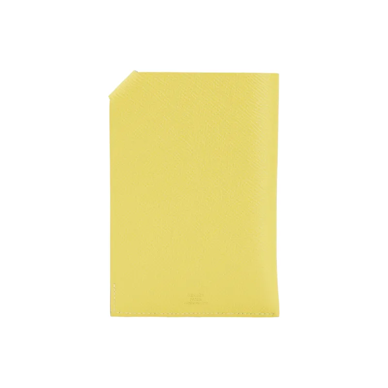 HERMES Tarmac Epsom Leather Passport Holder Trumpets Unisex 9R Lime Lemon-2