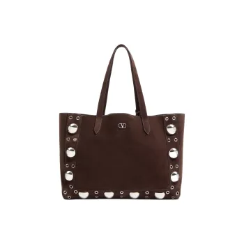Valentino Suede Tote Bag Shopping Bag Shoulder Bags Women's Dark Brown
