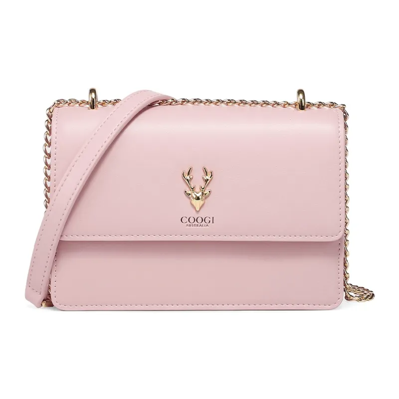 COOGI Split Cow Leather With Synthetic Leather Crossbody Bags Regular Women's Black/Ecru/Apricot/Pink-17