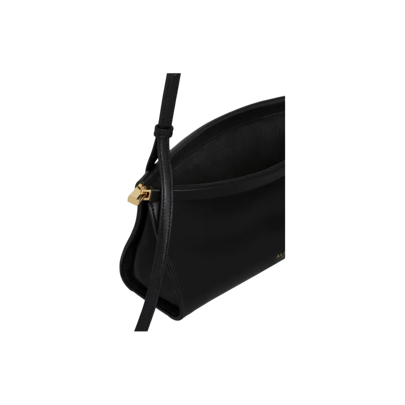 Alaia Calfskin Shoulder Bag Trumpets Women's Black-3