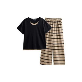 Same Language Pajama Set Women's Deep Black/Apricot