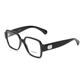 CHANEL Rectangle Plate Frame Square Eyeglass Frames Unisex Black