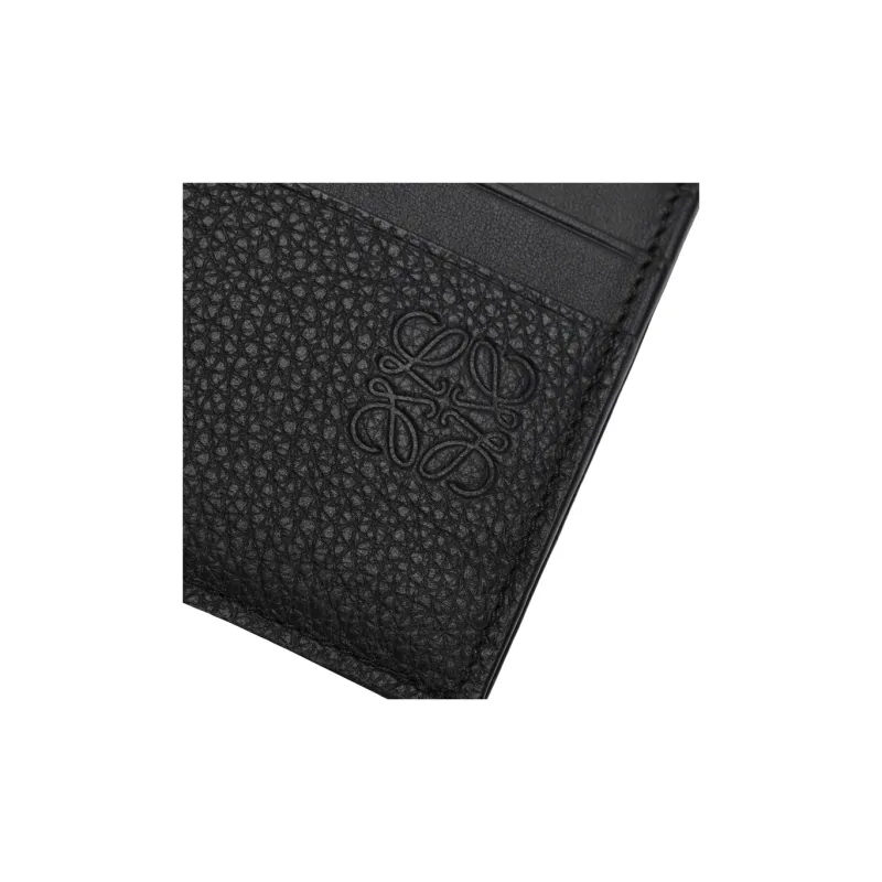 LOEWE Grained Calfskin Card Holder Men's Black-4