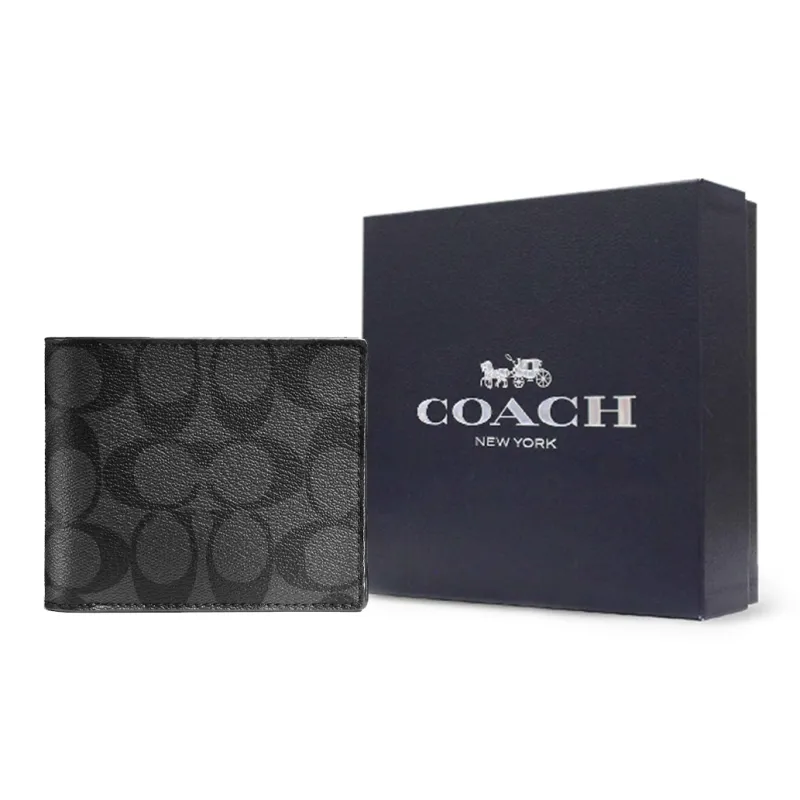 COACH 3 IN 1 Wallet PVC Polyvinyl Chloride Wallet Men's Black-6