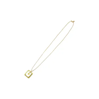 HERMES Metal Leather Necklaces Women's Yellow