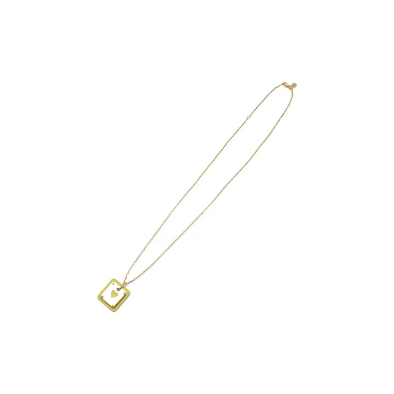 HERMES Metal Leather Necklaces Women's Yellow-0