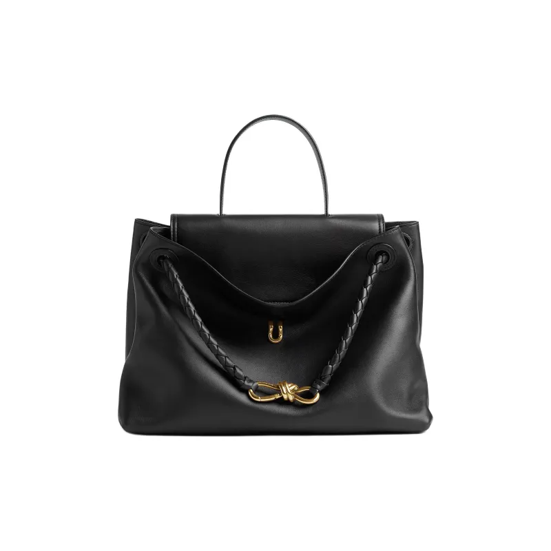 Bottega Veneta Calfskin Tote Bag Shopping Bag Shoulder Bag Crossbody Bag Handbag Medium Size Women's Black-1