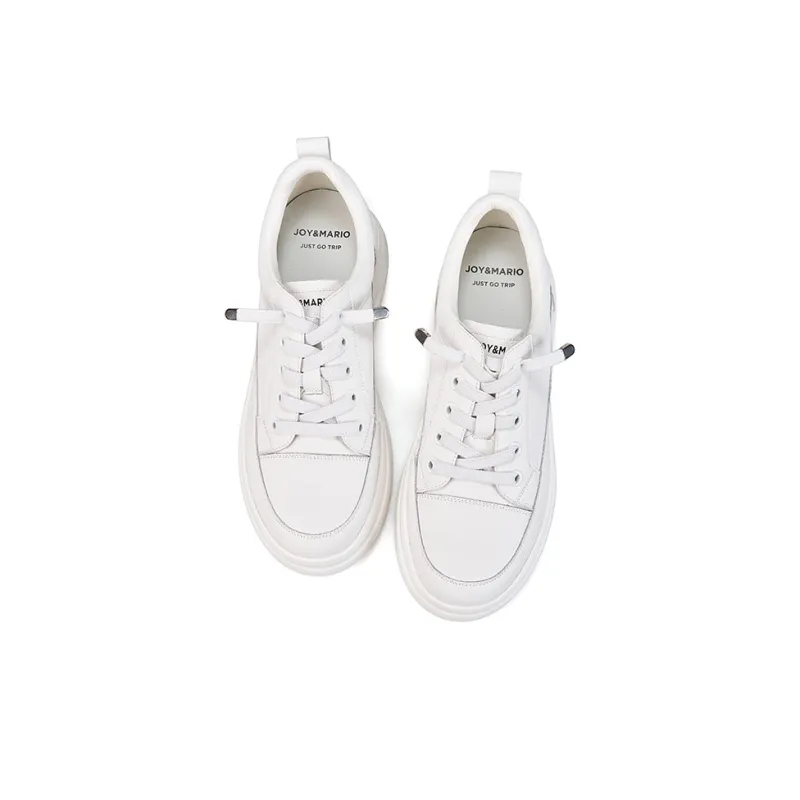 Joy&Mario Height Increasing Low-Top Skateboard Shoes Women's White-2