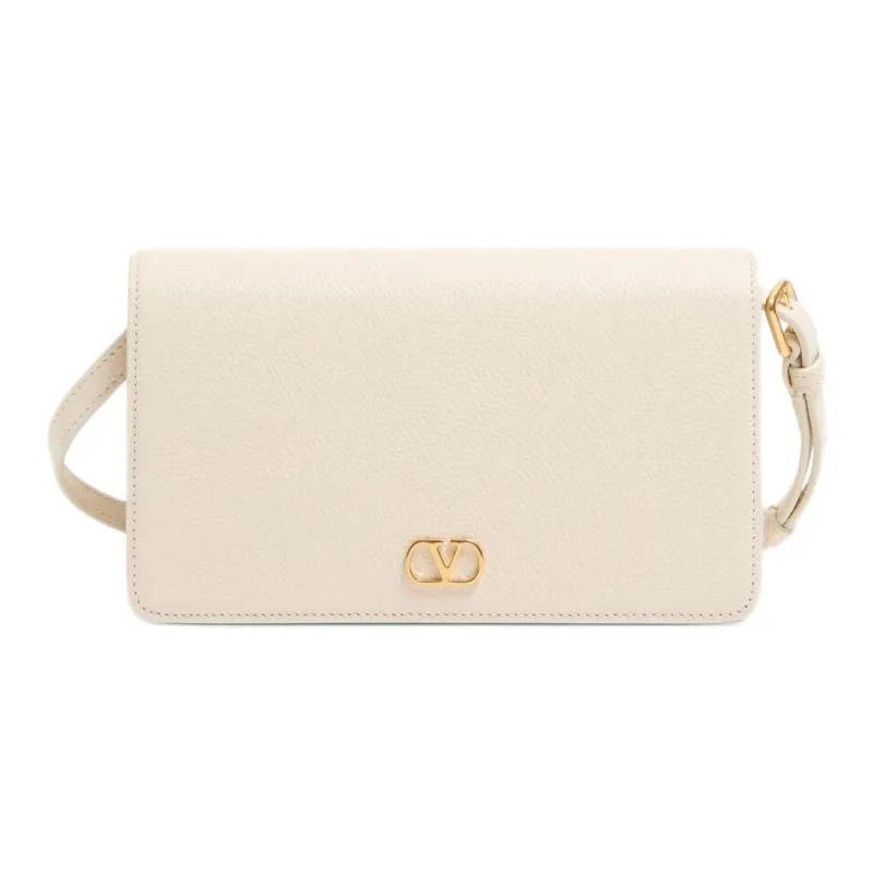 Valentino Vlogo Grained Calfskin Shoulder Bag Mini Women's Light Ivory White-0