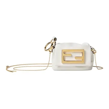 FENDI Baguette Leather Bag Accessories Mini Women's White
