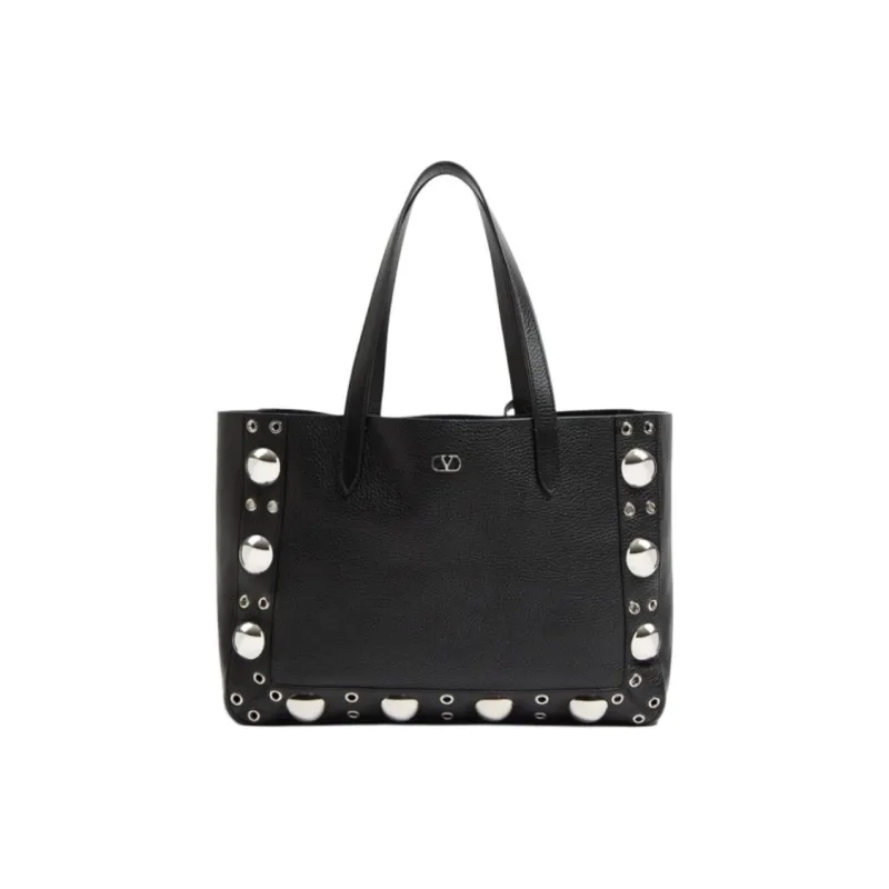 Valentino Cow Leather Handbag Medium Size Unisex Black-0