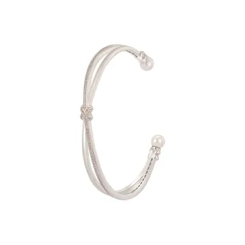 AJIDOU Faux Pearl Alloy Open Ended Bangle Women's