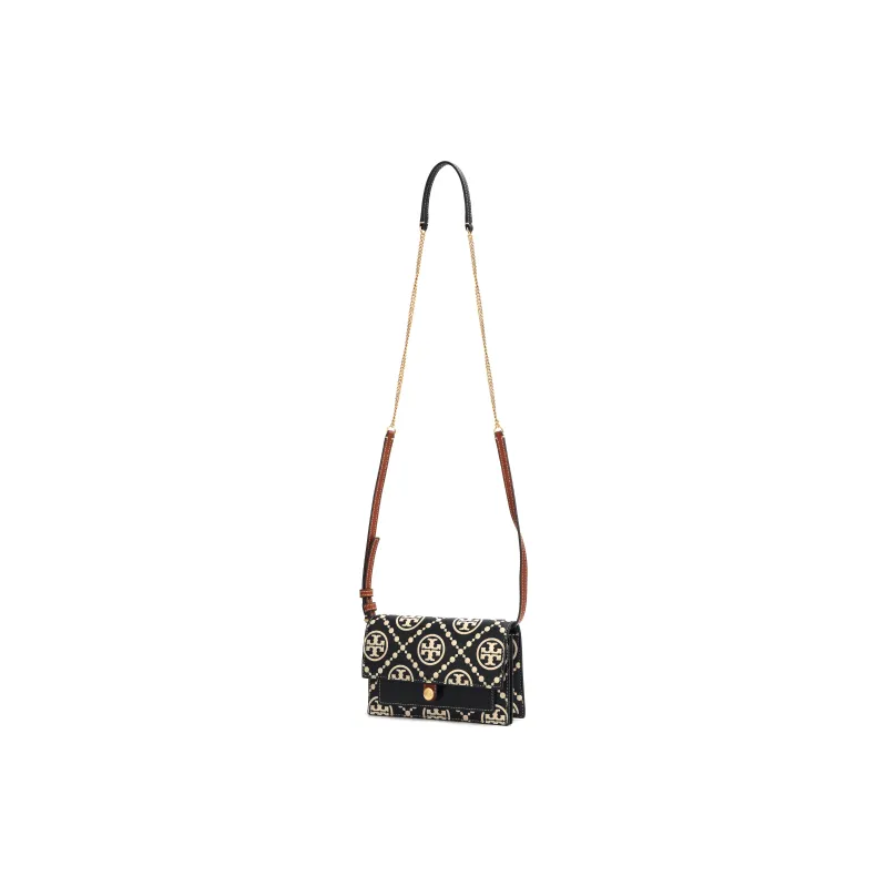 TORY BURCH T Monogram Genuine Leather Trim Shoulder Bag Crossbody Bag Regular Women's Black-1