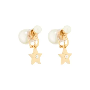 DIOR Metal Clip On Earrings Women's Gold
