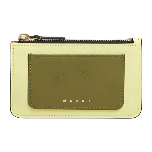 MARNI Cow Leather Card Holder Women's Vanilla & Olive & Soft Beige