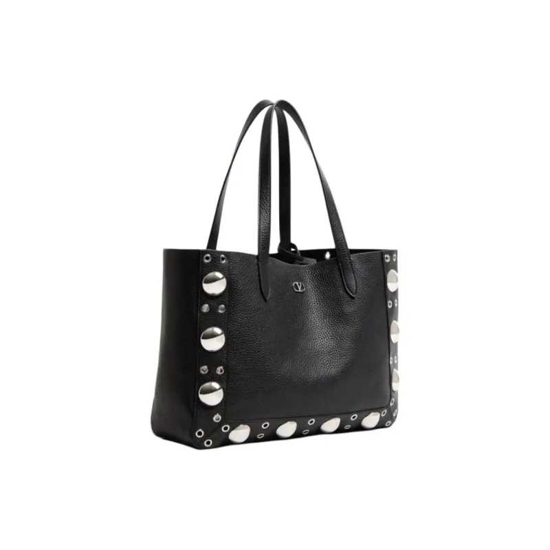 Valentino Cow Leather Handbag Medium Size Unisex Black-1