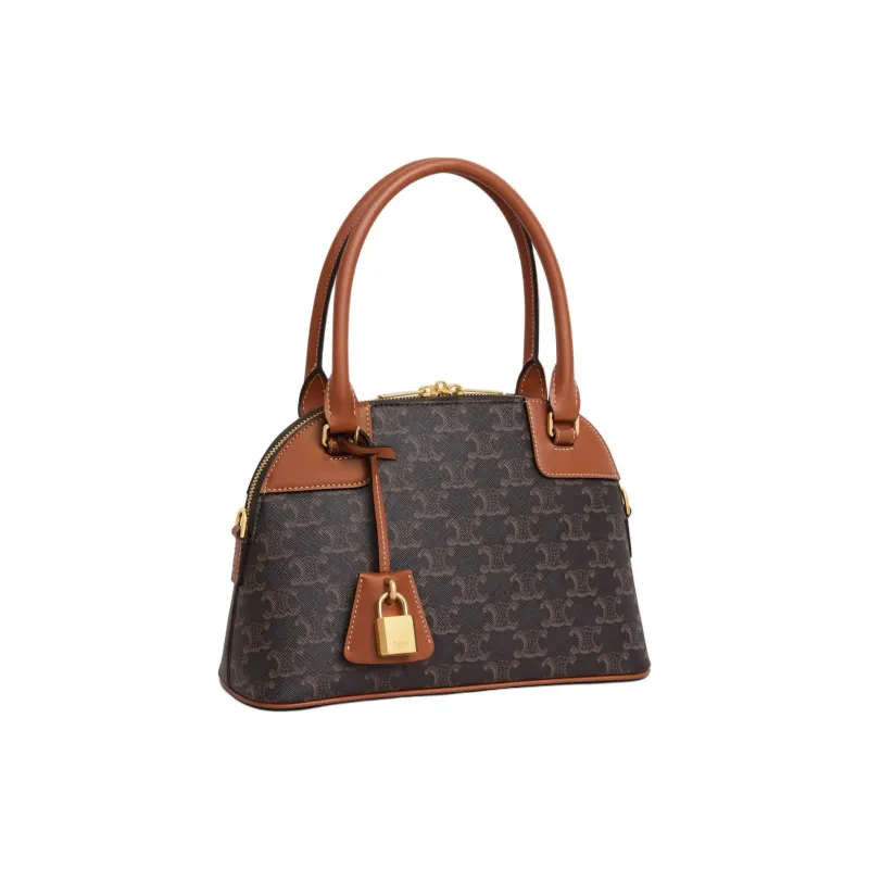 CELINE Cow Leather Bowling Bag, Shoulder Bag, Crossbody Bag, Handbag Small Size Women's Tawny-1