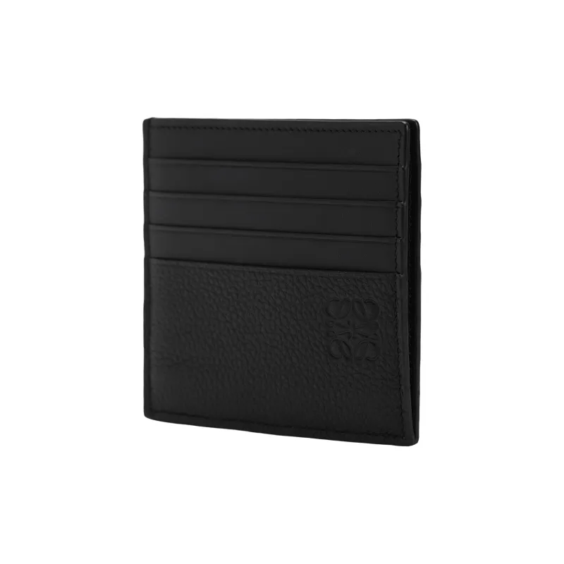 LOEWE Grained Calfskin Card Holder Men's Black-1