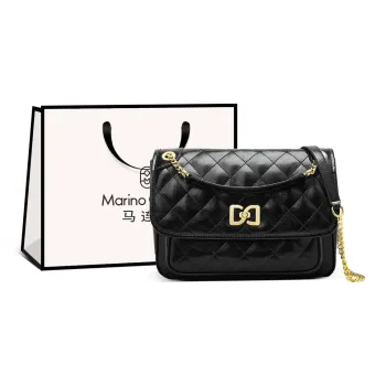 Marino Orlandi Synthetic Leather With Cow Leather Small Square Bag Shoulder Bag Women's Black/White