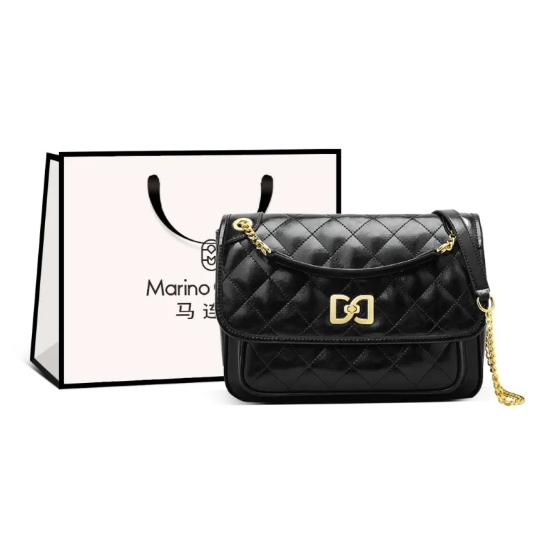 Marino Orlandi Synthetic Leather With Cow Leather Small Square Bag Shoulder Bag Women's Black/White-0