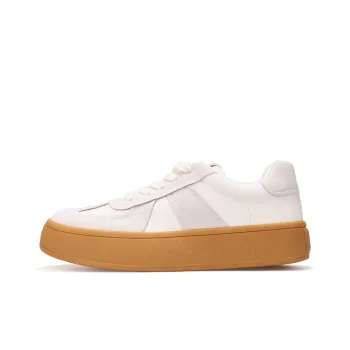 Joy&Mario Height Increasing Low Top Skateboard Shoes Women's Beige