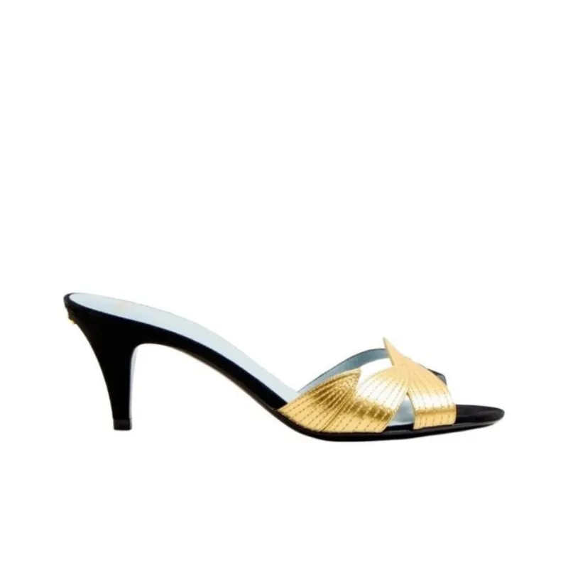 Valentino Slide Slippers 6.5cm Women's Black Gold-1