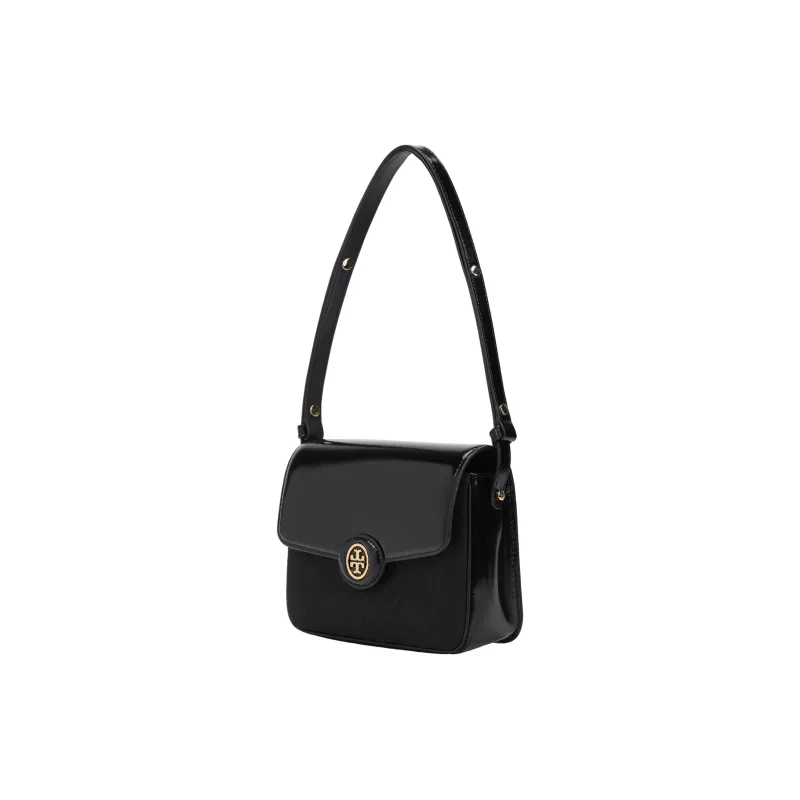 TORY BURCH T Monogram Robinson Spazzolato Convertible Shoulder Bag Black-1