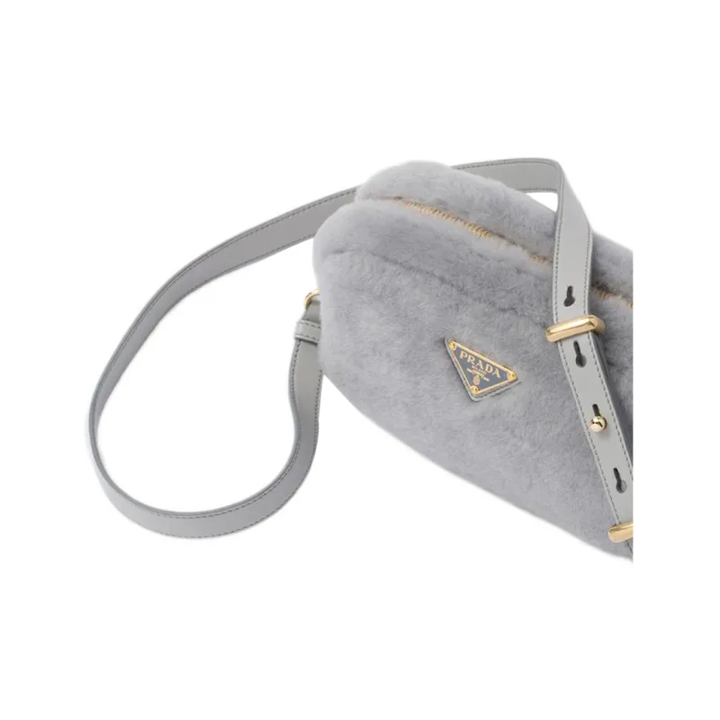 PRADA Shearling Crossbody Bag Shoulder Bag Small Size Women's Cornflower Blue-4