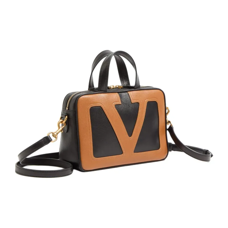 Valentino Sheepskin One Shoulder Handbags Mini Women's Black & Brown-1