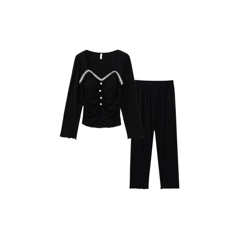 Sleeping Beauty Pajama Set Women's Black-0