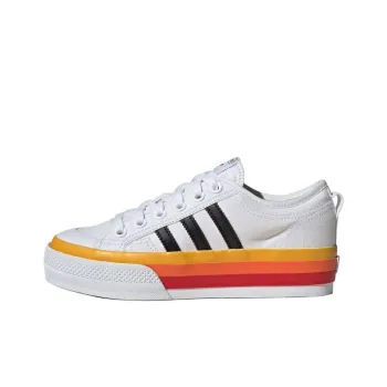 Adidas Originals Nizza Platform Anti-Slip Wear-Resistant Low-Top Skateboard Shoes Unisex White Black