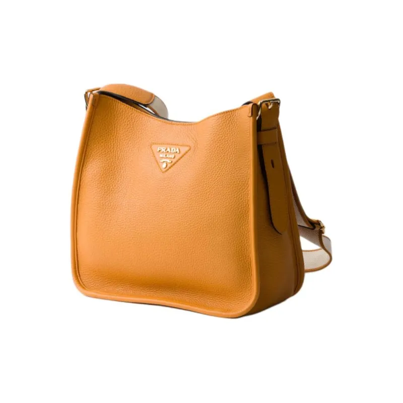 PRADA Cow Leather Shoulder Bag Medium Size Women's Orange-1