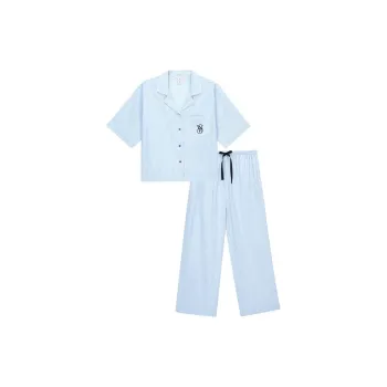 Victoria's Secret Pajama Set Women's Blue White Stripes