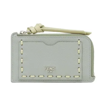 FENDI Peekaboo Calfskin Card Holder Women's Green