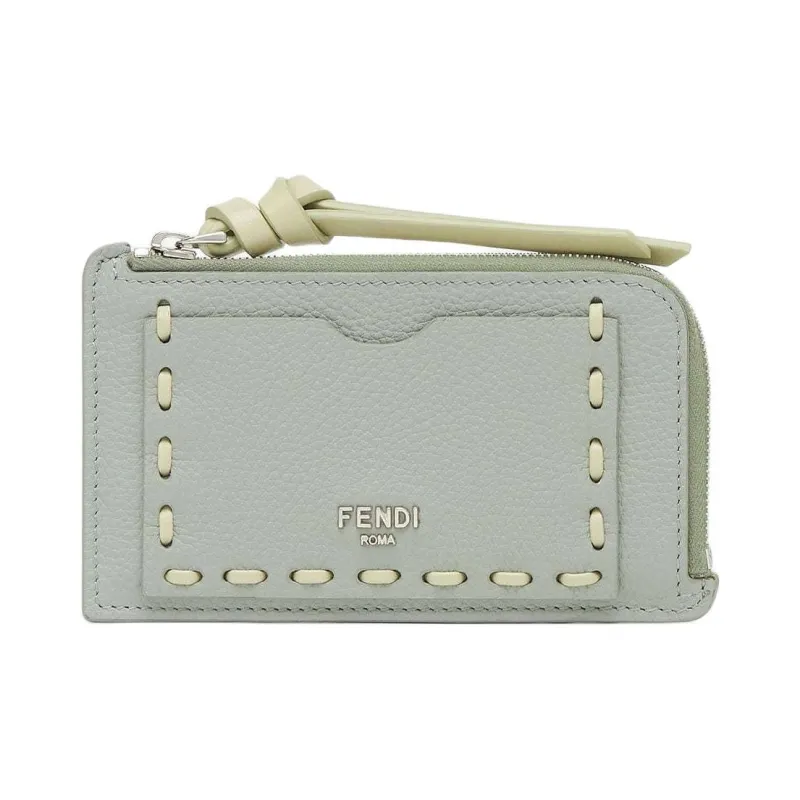 FENDI Peekaboo Calfskin Card Holder Women's Green-0