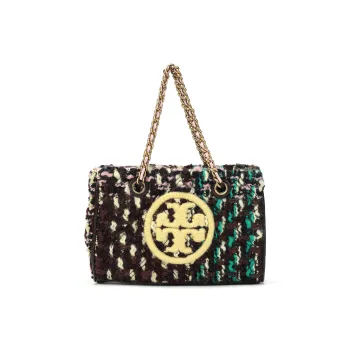 TORY BURCH Fleming Herringbone With Leather Trim Tote Bag, Shopping Bag, Shoulder Bag, Handbag Mini Women's Multicolor